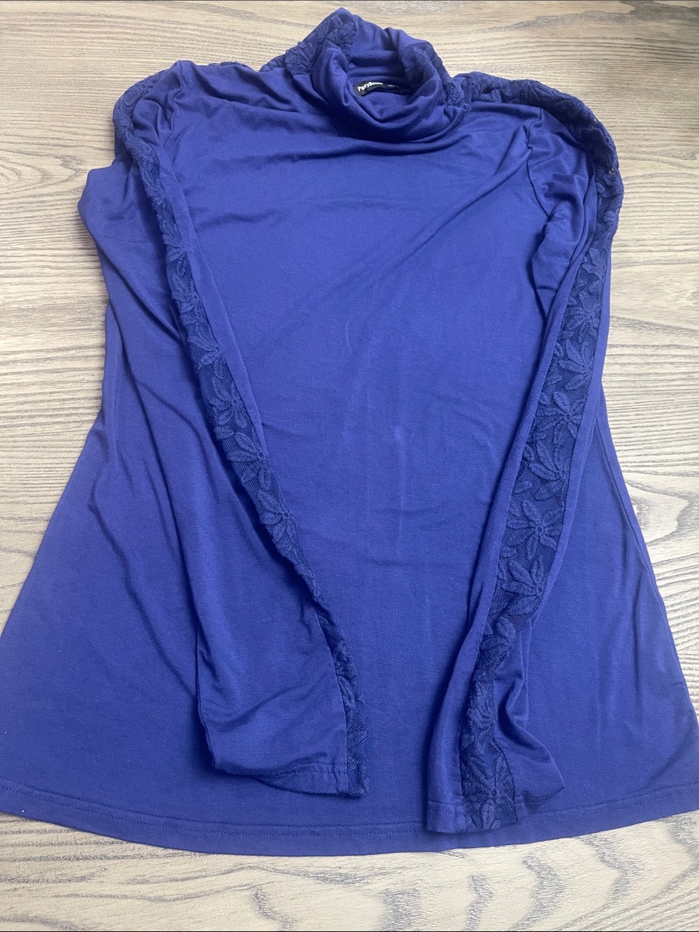 PattyBoutik Purple Lace-Trim Turtleneck Top